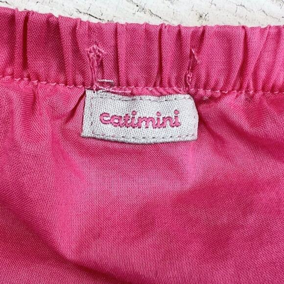 Catimini Baby Girl Dress Bloomer Set 18M Pink Chevron Floral 100% Cotton France - Picture 8 of 11